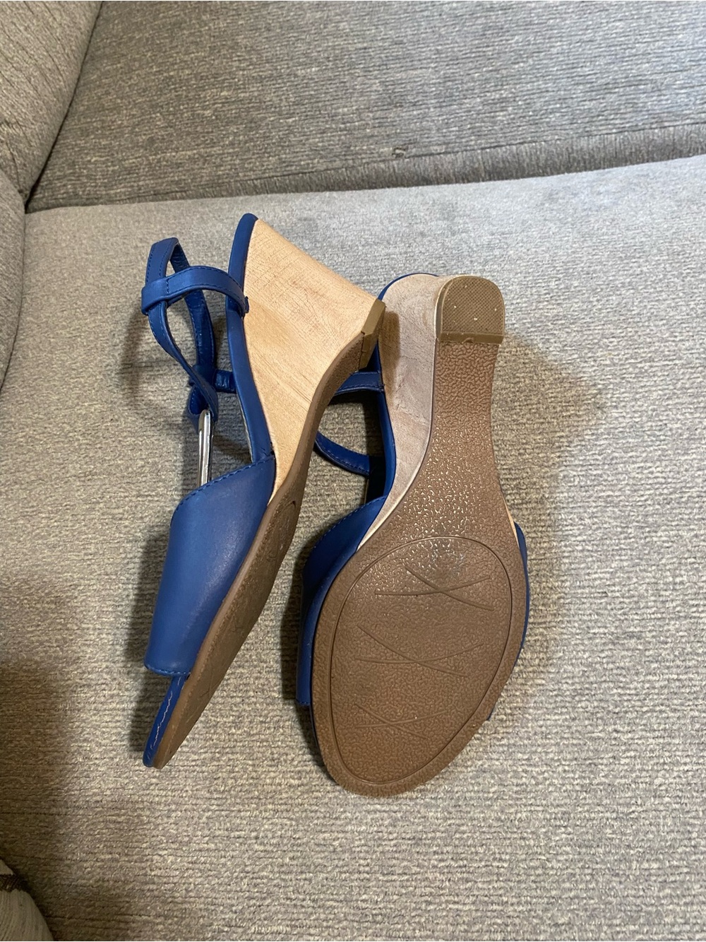 Impo Blue Kitten Heel T-Strap Sandals with Silver Accent - Picture 3 of 3